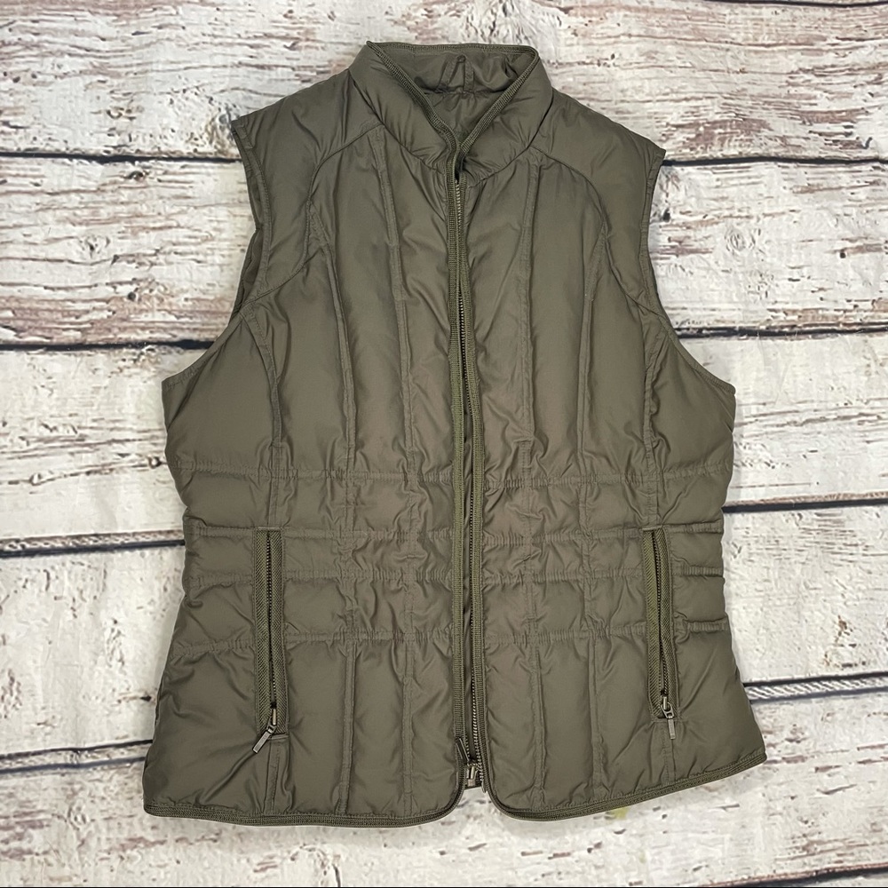 Eddie Bauer LIKE NEW Goose Down, Hunter Green Vest, Petite Medium, zip up